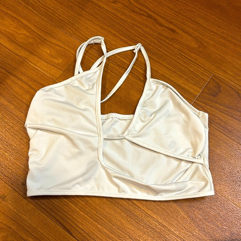 White Asymmetric crop top